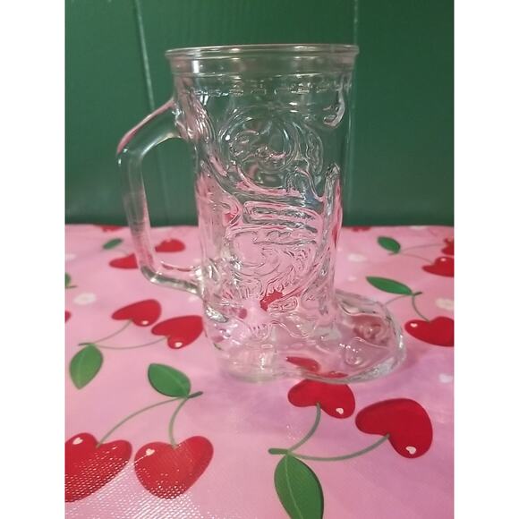 Vintage Western Cowboy/Cowgirl Boot Clear Glass Beer Mug Stein With Handle 6" - Picture 2 of 7